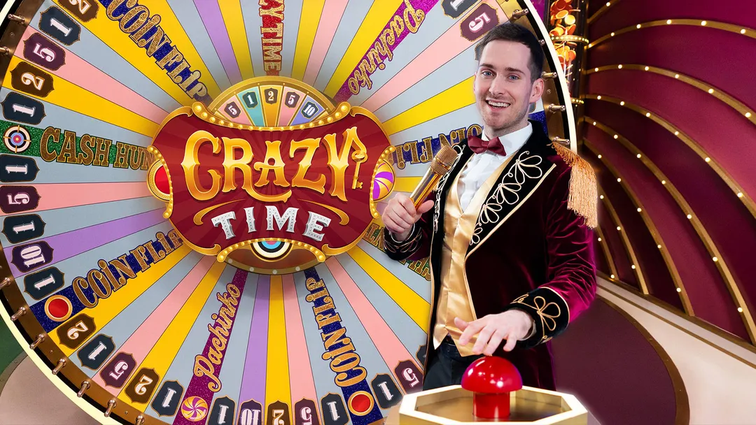 Glittering Crazy Time online casinos background with celebratory visual effects